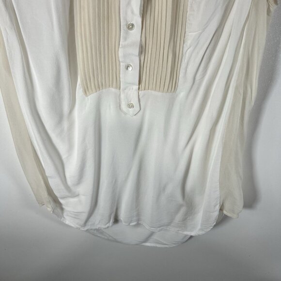 VINCE Ivory Beige Sleeveless Silk Blouse Style Top Shirt V Button Size Large - Picture 3 of 9